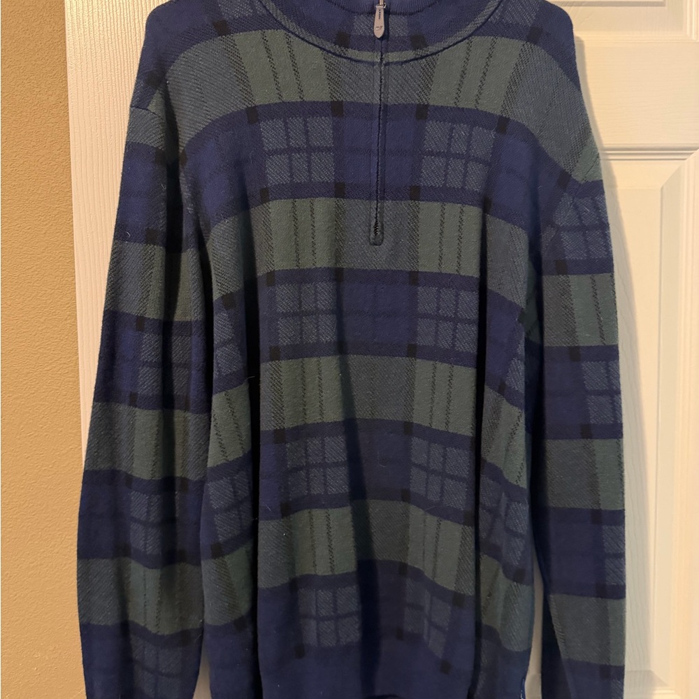 Vineyard Vines Blue and Green Plaid Sweater